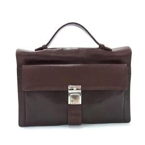 Versace (Authentic) Brown Leather Document Holder Top Handle Vintage Bag, VGUC